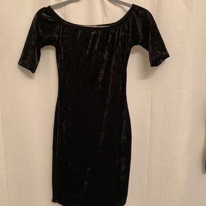 Black velvet off the shoulder dress
